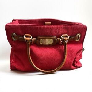 Michael Kors Red Tote with Brown Leather Handles